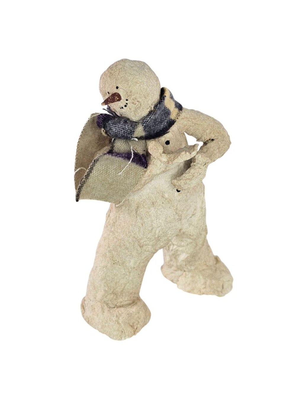 Cozy 1998 Limited Edition Snowman Standing Figurine Primitive Folk Art Scarf